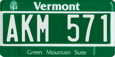 VT license plate AKM571