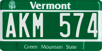 VT license plate AKM574