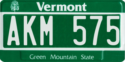 VT license plate AKM575