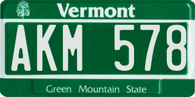 VT license plate AKM578