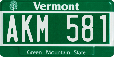 VT license plate AKM581