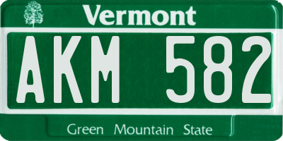 VT license plate AKM582