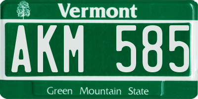 VT license plate AKM585