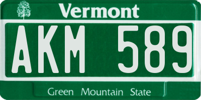 VT license plate AKM589