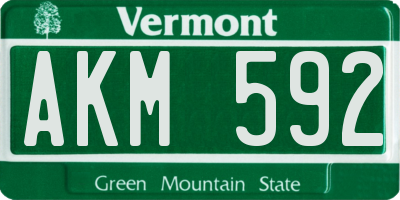 VT license plate AKM592