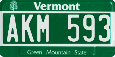 VT license plate AKM593