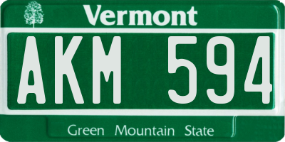 VT license plate AKM594