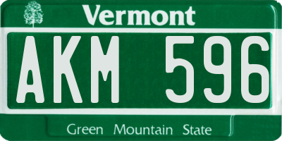 VT license plate AKM596