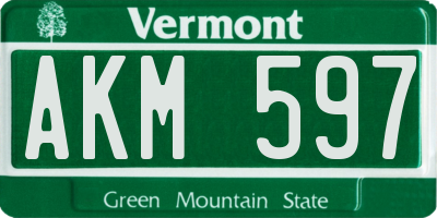 VT license plate AKM597