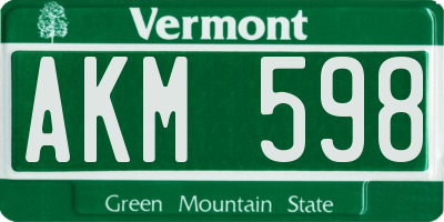 VT license plate AKM598
