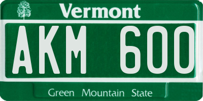 VT license plate AKM600