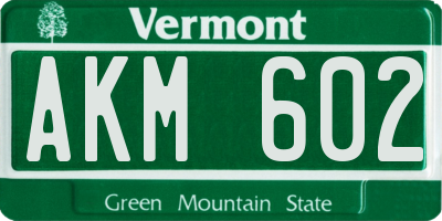 VT license plate AKM602
