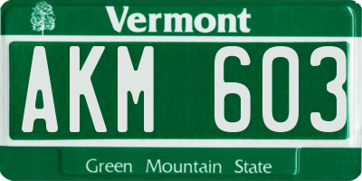 VT license plate AKM603