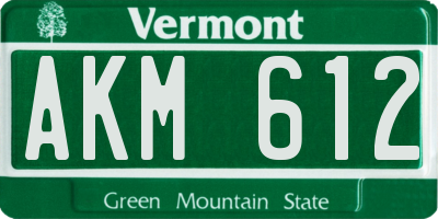 VT license plate AKM612