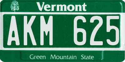 VT license plate AKM625