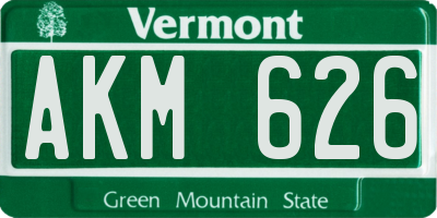 VT license plate AKM626