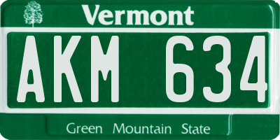 VT license plate AKM634