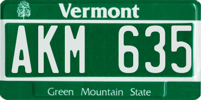 VT license plate AKM635