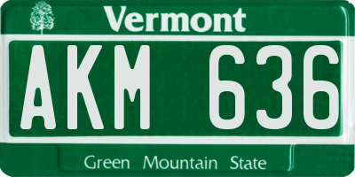 VT license plate AKM636