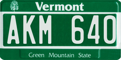 VT license plate AKM640