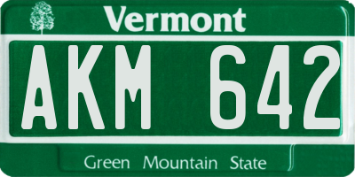 VT license plate AKM642