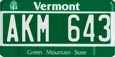 VT license plate AKM643