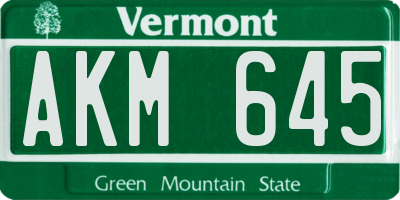 VT license plate AKM645