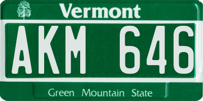 VT license plate AKM646