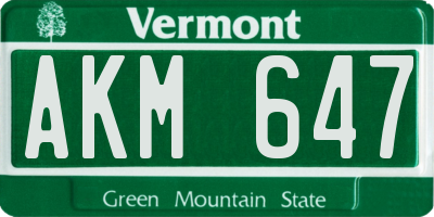 VT license plate AKM647