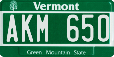 VT license plate AKM650