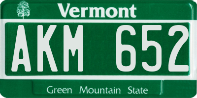 VT license plate AKM652