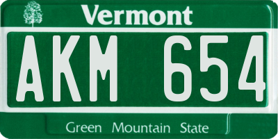 VT license plate AKM654