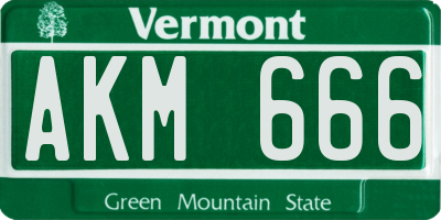 VT license plate AKM666