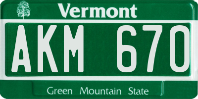 VT license plate AKM670