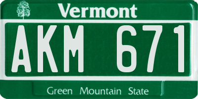 VT license plate AKM671