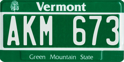 VT license plate AKM673