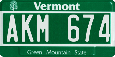 VT license plate AKM674