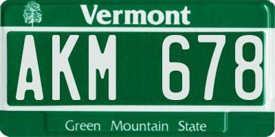 VT license plate AKM678