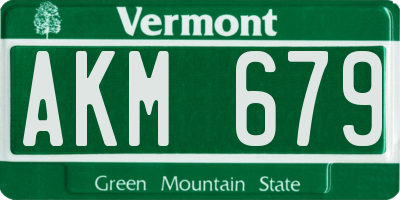 VT license plate AKM679
