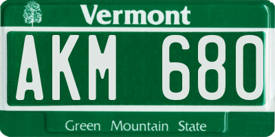 VT license plate AKM680