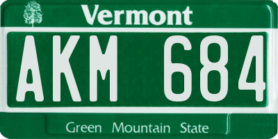 VT license plate AKM684