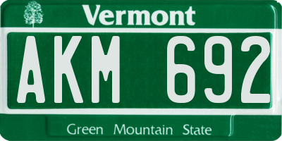 VT license plate AKM692
