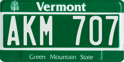 VT license plate AKM707