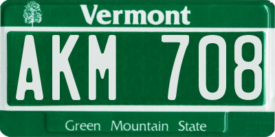 VT license plate AKM708