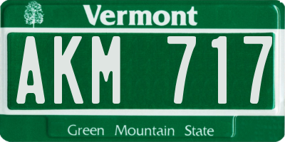 VT license plate AKM717
