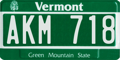 VT license plate AKM718