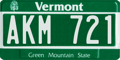 VT license plate AKM721