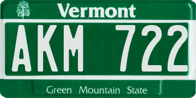 VT license plate AKM722