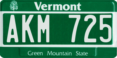 VT license plate AKM725