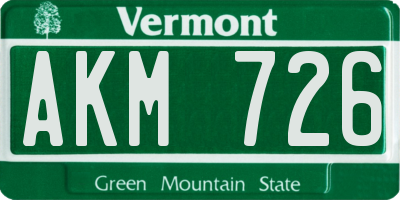 VT license plate AKM726